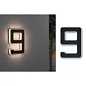 Paulmann solar house number light with accumulator, indirect IP44, black, white matt 