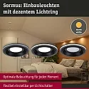 Paulmann LED Einbauleuchte SORMUS, 100°, Einzelspot, rund, 6,5W, 3000K, 560lm, IP65, schwarz matt