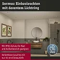 Paulmann LED Einbauleuchte SORMUS, 100°, Einzelspot, rund, 6,5W, 3000K, 560lm, IP65, schwarz matt