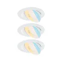 LED Einbaustrahler AUMUS, 36°, 3er Set, rund, schwenkbar, 5W, 2700-6500K, 750lm, IP20, dimmbar, weiß matt