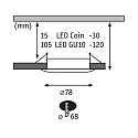 Set of 3 Recessed luminaire CHOOSE, fixed, IP44, 230V, max. 3x 10W Ø5.1cm, alu turned