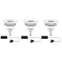 3er-Set Outdoor LED Einbauspot NOVA, IP65, rund, inkl. 3x GU10 7W 2700K 460lm 36°, schwenkbar, weiß