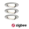 Paulmann 3er Pack LED Einbauleuchte NOVA PLUS ZigBee COIN WW, rund, Ø 8.4cm, 230V, 6W 2700K 460lm, Eisen gebürstet