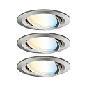 3er Pack LED Einbauleuchte NOVA PLUS ZigBee COIN TW, rund, Ø 8.4cm, 230V, 6W 2700-6500K 460lm, Eisen gebürstet