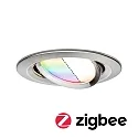 Paulmann recessed luminaire NOVA PLUS COIN LED round, swivelling, RGBW, ZigBee controllable IP23, brushed iron dimmable 2