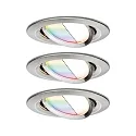 3er Pack LED Einbauleuchte NOVA PLUS ZigBee COIN RGBW, rund, Ø 8.4cm, 230V, 2.5W RGB+2700K 85lm, Eisen gebürstet