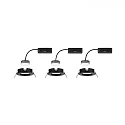 Paulmann LED Deckeneinbauleuchte NOVA PLUS COIN IP44, rund, 3er-Set, 6W, 2700K, dimmbar, schwarz matt