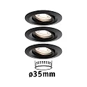 Paulmann recessed luminaire NOVA MINI PLUS COIN swivelling, set of 3 IP23, black matt dimmable 4W 310lm 2700K 38° 38° CRI >80