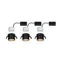 Paulmann recessed luminaire GIL COIN LED round, rigid, set of 3 IP44, gold, black matt dimmable 470lm 2700K CRI >80