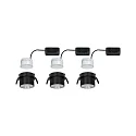 Paulmann recessed luminaire GIL COIN LED round, rigid, set of 3 IP44, brushed iron, black matt dimmable 470lm 2700K CRI >80