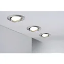 Paulmann 3er-Set Einbauleuchten-Set BASE, IP20, Ø 9cm, 230V, inkl. GU10 5W 3000K 350lm 100°, On-Off, Eisen gebürstet
