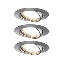 3er-Set Einbauleuchten-Set BASE COIN, IP20, Ø 9cm, 230V, inkl. LED Modul 5W 3000K 370lm 100°, On-Off, schwenkbar, eisen