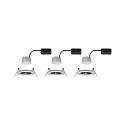 Paulmann 3er-Set LED Einbauleuchten-Set NOVA COIN, IP23, rund, starr, inkl. Modul 6.5W 2700K 460lm 100°, 3step dimmbar, Eisen gebürstet