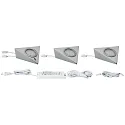 LED Furniture luminaire PIR LED Under Cabinet luminaire, set of 3, 3x2,8W, 12VA, 230V/12V, brushed iron