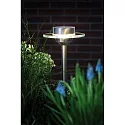 Paulmann LED Solar-Spießleuchte SPECIAL LINE UFO, IP44, 0.2W 3000K, 2 wechselbare Akkus, Edelstahl / Glas klar