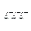 Paulmann Paulmann Recessed luminaire LED Coin Slim, IP44, square, 6,8W, set of 3 dimmable, aluminum