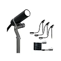 3er-Erweiterungsset PLUG & SHINE Erdspieß PLANTINI, IP65, 24V, 3x 2.5W 3000K 40° Anthrazit, mit Verteiler