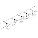 Paulmann Seilsystem-Basisset SHEELA, 5-fach, 12V, 5x GU5.3 max. 10W, inkl. Trafo 60VA, Kunststoff / Metall, Chrom matt / Chrom