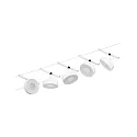 Paulmann LED Seilsystem CORDUO CIRCLE, Basisset, 230V / sek. 12V DC, 5x 5W 3000K, inkl. 60VA Trafo, 2x 5 Meter, Weiß matt / Chrom