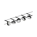 Paulmann LED Seilsystem CORDUO CIRCLE, Basisset, 230V / sek. 12V DC, 5x 5W 3000K, inkl. 60VA Trafo, 2x 5 Meter, Schwarz matt / Chrom