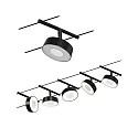 Paulmann LED Seilsystem CORDUO CIRCLE, Basisset, 230V / sek. 12V DC, 5x 5W 3000K, inkl. 60VA Trafo, 2x 5 Meter, Schwarz matt / Chrom