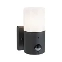 outdoor wall luminaire TUBS PIR cylindrical, with motion detector, switchable E27 IP44, grey, matt 