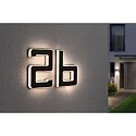 Paulmann LED Solar-Hausnummer, IP44, indirekt, 3000K, 20lm, Akku wechselbar, schwarz, Buchstabe b