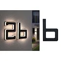 Paulmann LED Solar-Hausnummer, IP44, indirekt, 3000K, 20lm, Akku wechselbar, schwarz, Buchstabe b