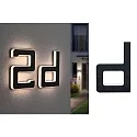 Paulmann LED Solar-Hausnummer, IP44, indirekt, 3000K, 20lm, Akku wechselbar, schwarz, Buchstabe d