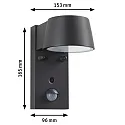 Paulmann LED Außenwandleuchte CAPEA, IP44, mit Multi-Modus-Sensor, 6W 2200/3000K 450lm 98°, Alumnium, anthrazit / klar