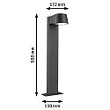 Paulmann LED Pollerleuchte CAPEA, IP44, 50cm, 6W 2200K 450lm 98°, schaltbar, Aluminium, anthrazit / klar