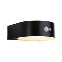 Solar LED Außenwandleuchte EILEEN PIR, IP44, mit PIR-Sensor, Li-Ion Akku, 8 Meter, schwarz, Multi-Modus, 5.5W 2200K 400lm