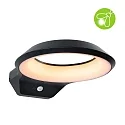 LED Außenwandleuchte ANELA, IP44, rund, mit PIR-Sensor, Seeluft resistent, schaltbar, anthrazit, 15W 2200/3000K 700lm