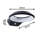 LED Außenwandleuchte ANELA, IP44, rund, mit PIR-Sensor, Seeluft resistent, schaltbar, anthrazit, 15W 2200/3000K 700lm