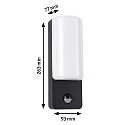 Paulmann LED Außenwandleuchte BONNIE PIR, IP44, Seeluft resistent, schaltbar, anthrazit, mit PIR-Sensor, 8.5W 2200/3000K 560lm