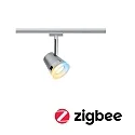 Paulmann 1-Phasen Schienenspot URAIL CONE inkl. Zigbee Tunable White Lampe, 230V, GU10 5W 2700-6500K 330lm 36°, Chrom matt / Chrom