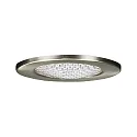 Furniture recessed luminaire, protective glass structured, 12V, G4, 66mm, brushed iron