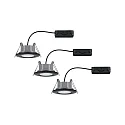 Paulmann 3er-Set Outdoor LED Einbauleuche CALLA, IP65, rund, 3x 6W 4000K 680lm 100°, schwenkbar, diffus, Schwarz matt