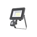 LED Flutlichtstrahler STAR 3000 PIR SENSOR, IP65 IK06, Alu schwarz / Strukturglas, 100cm Kabel + Ventil