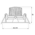 Rutec Projekt LED Einbaustrahler BAN COB, IP40, quadratisch, 350mA (exkl. BG), CRI >90, schwenkbar, 7W 2700K 620lm 40°, schwarz