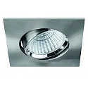 LED Einbaustrahler BAN COB, IP40, quadratisch, 350mA (exkl. BG), CRI >90, schwenkbar, 7W 2700K 620lm 40°, eisen gebürstet
