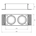Rutec Projekt Einbaustrahler VANYA für Ø 5cm Leuchtmittel (exkl.), IP20, eckig, randlos, 2-flammig, schwenkbar, drehbar, schwarz