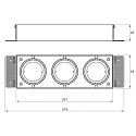 Rutec Projekt Einbaustrahler VANYA für Ø 5cm Leuchtmittel (exkl.), IP20, eckig, randlos, 3-flammig, schwenkbar, drehbar, schwarz