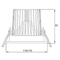 Rutec Projekt LED Einbaustrahler GLIN COB, IP40, quadratisch, 11.6cm, 500mA, 20W 3000K 1968lm 24°, schwenkbar, exkl. BG, silber