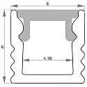 Rutec Projekt U profile MUP6/6 MINI, anodised aluminium