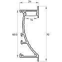 Rutec Projekt Wandeinbauprofil WEP26/70, gewellter Reflektor, indirekt, für LED Strips bis 1.22cm Breite, Aluminium eloxiert, 200cm