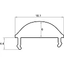 Rutec Projekt Profil-Abdeckung Linse, für  PFH405/8 / PFH415/8 / PFH425 / PFH435 / PFH455, Polycarbonat (PC), 200cm, 15°