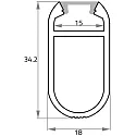Rutec Projekt Alu-Kleiderstangenprofil KSP18/34, für Strip bis 1.5cm Breite, Aluminium eloxiert, 200cm