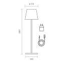 SIGOR LED Akku-Tischleuchte NUINDIE, IP54, 2.2W 2200K/2700K (Flex-Mood) 168/197lm, rund, dimmbar, kirschrot-eloxiert
