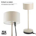 SIGOR LED-Akku-Tischleuchte VELUNA, mit Kontakt-Ladestation + USB-C, IP44, 1W 2200K/2700K (FlexMood), dimmbar, dünenbeige
